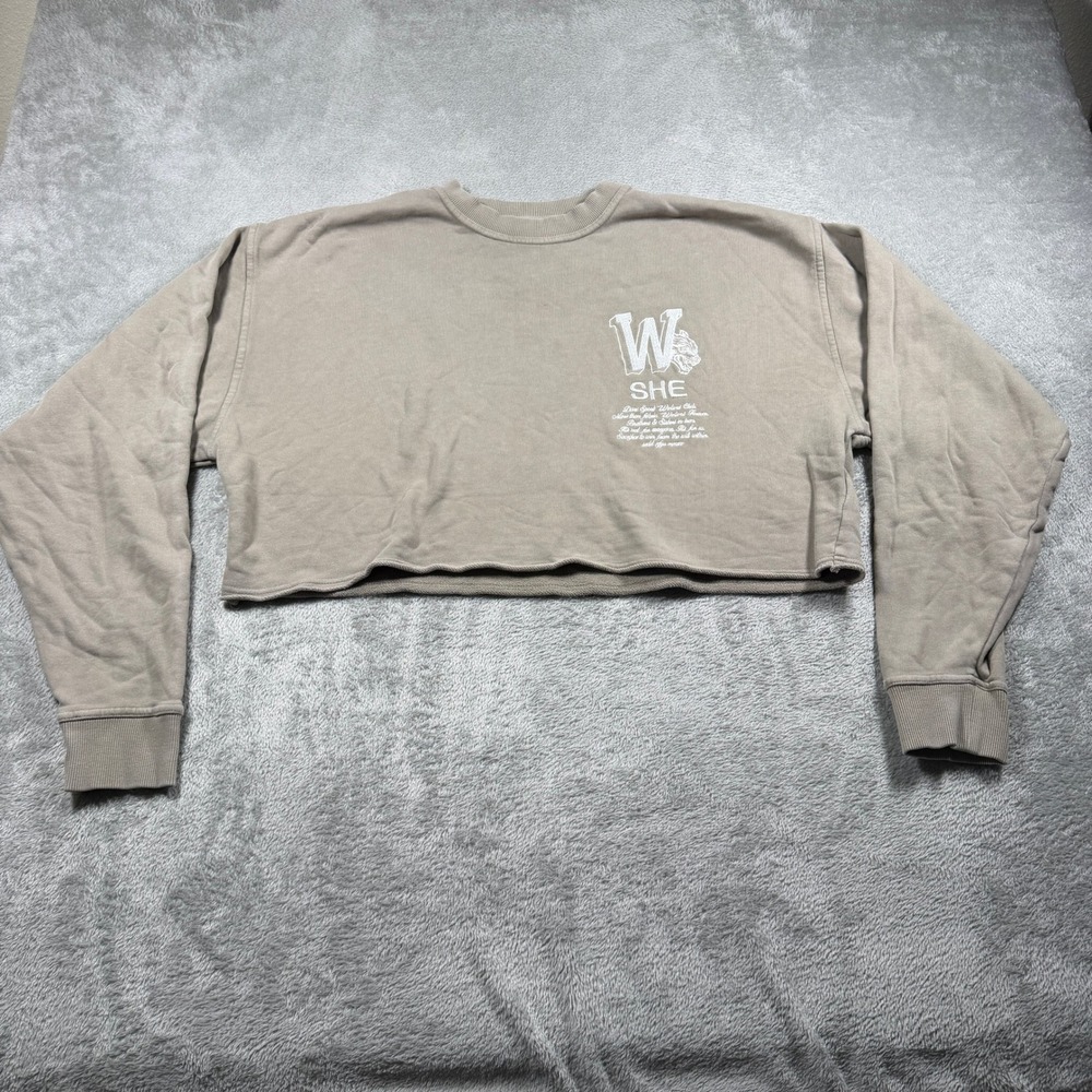 Darc Sport SHE Wolves Club Cropped Sweatshirt Womens Large Tan